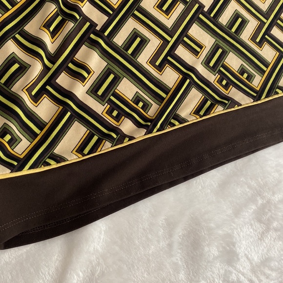 Ann Taylor LOFT geometric brown and green kimono style blouse - Picture 6 of 16